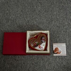 Heart-Shaped Holiday Ornament - Red and Gold